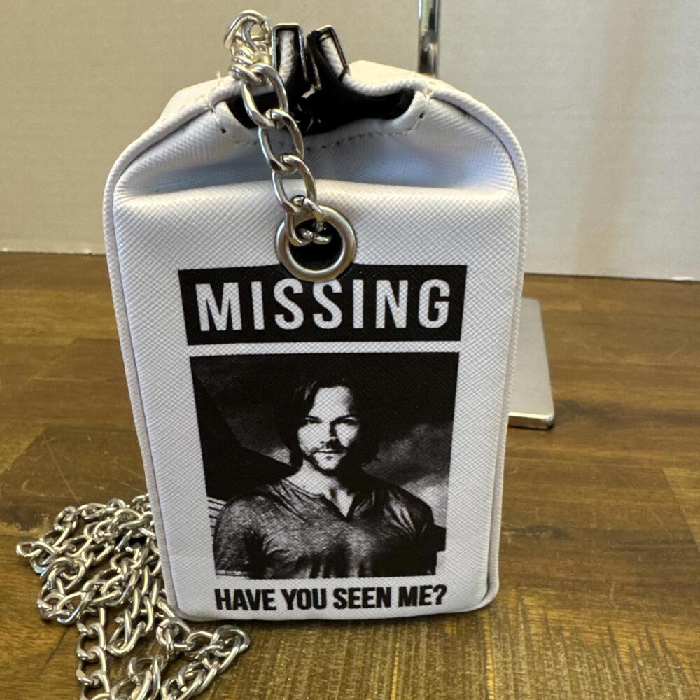 Supernatural Winchester Brothers Salt Carton Crossbody Milk Carton Purse / Bag - Picture 3 of 8